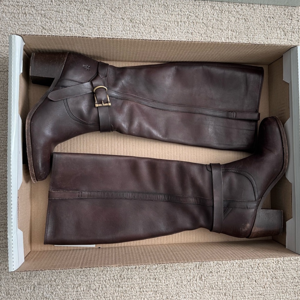 Frye Malorie Knotted Tall Box in Dark Brown